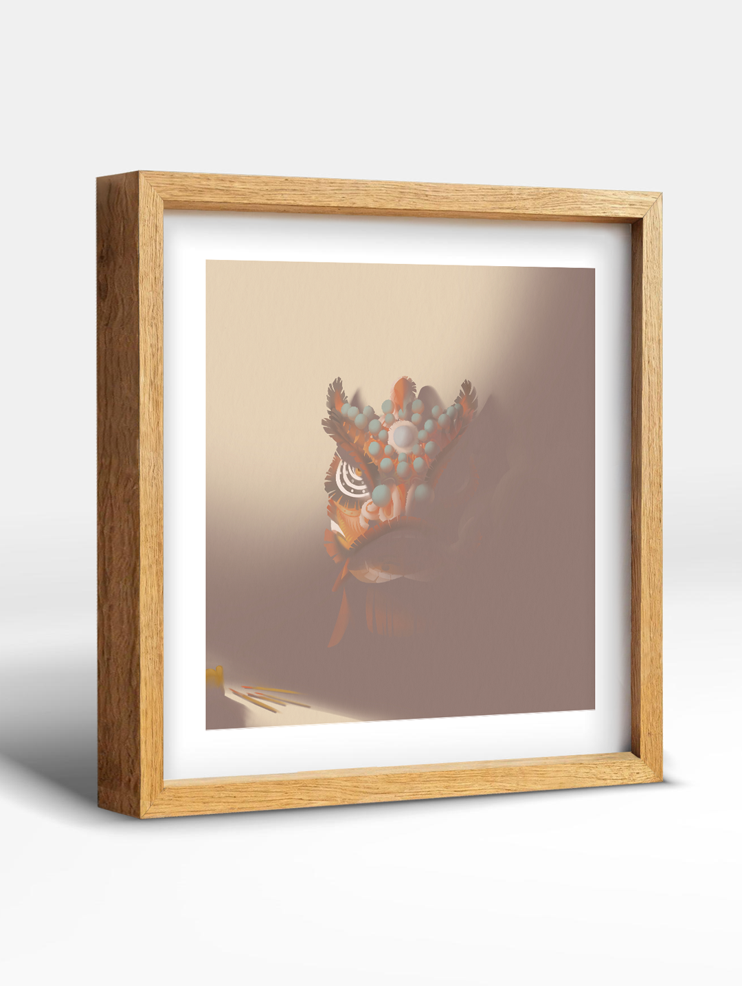 Traditional Chinese Lion Head Art Print - Red