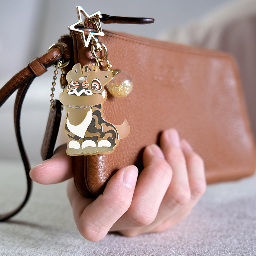 Chinese Lion Dance Keychain - Candy Acrylic Yellow