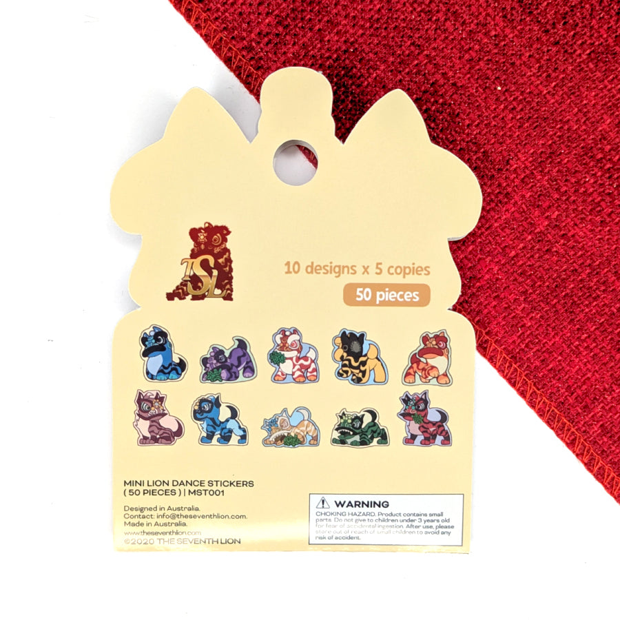 Lion Dance Mini Sticker Pack - Peel & Stick Paper Stickers