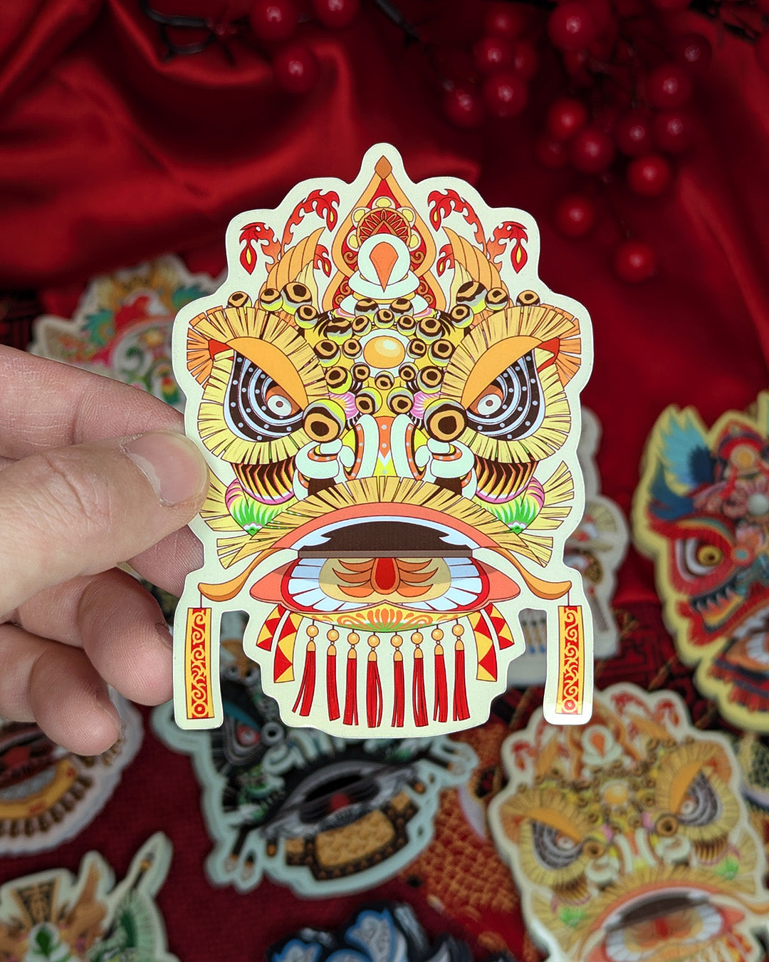 Lion Dance Vinyl Sticker - Traditional Wang Zhong Lion Head