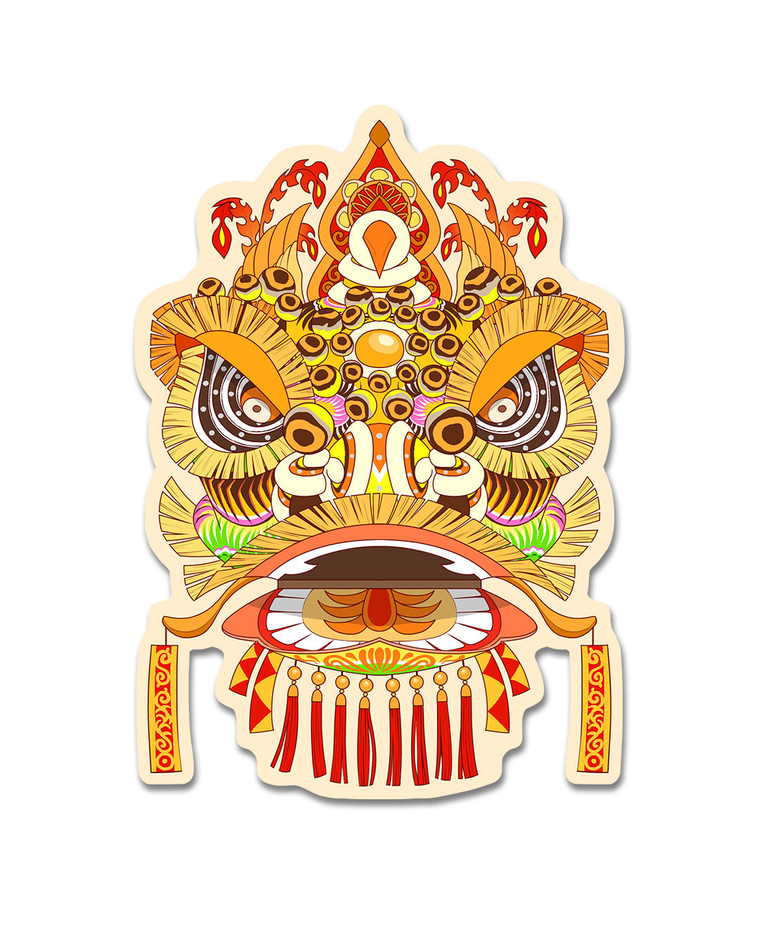Lion Dance Vinyl Sticker - Traditional Wang Zhong Lion Head