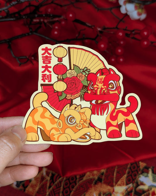 Lion Dance Vinyl Sticker - Big Fortune Big Profit