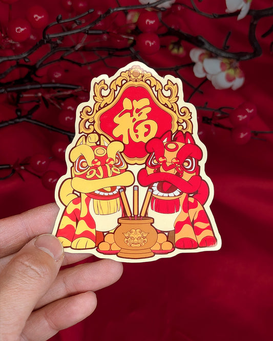 Lion Dance Vinyl Sticker - Luck & Incense