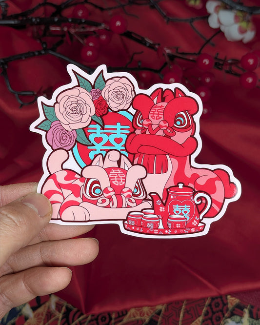 Lion Dance Vinyl Sticker - Wedding Tea Ceremony