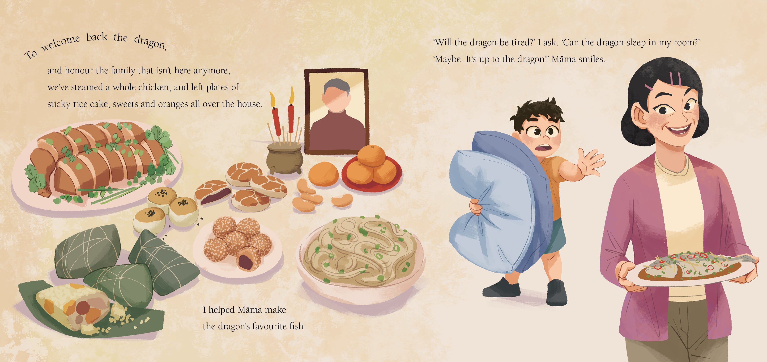 a page from children's picture book Our Family Dragon: A Lunar New Year Story 