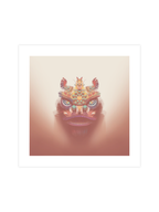 Traditional Chinese Lion Head Art Print - Amber