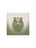 Traditional Chinese Lion Head Art Print - Green