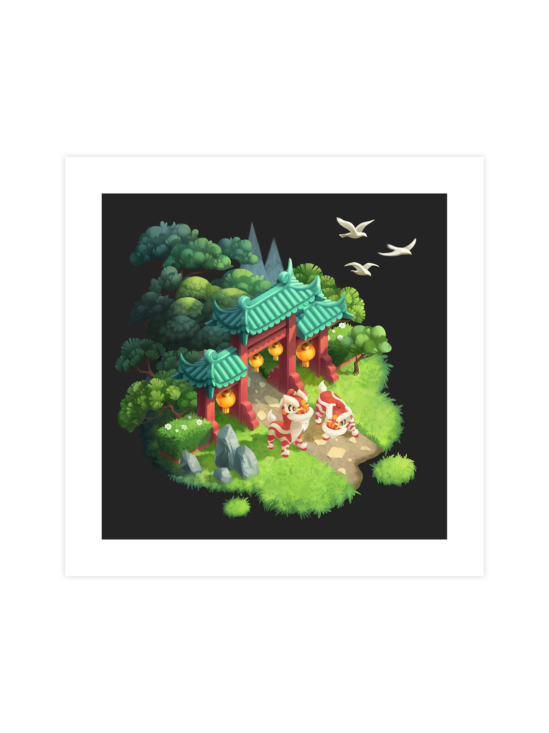 Isometric Lion Dance Art Print 01