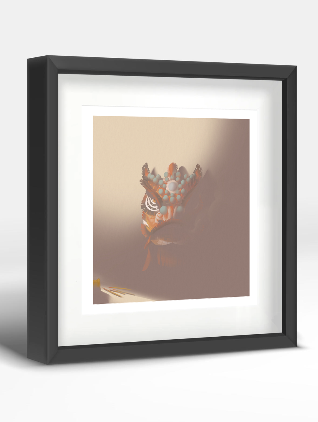 Traditional Chinese Lion Head Art Print - Red
