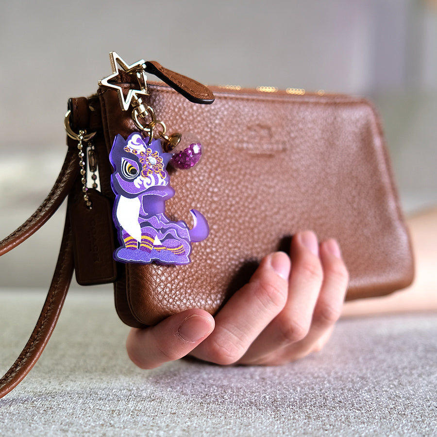 Chinese Lion Dance Keychain - Candy Acrylic Purple
