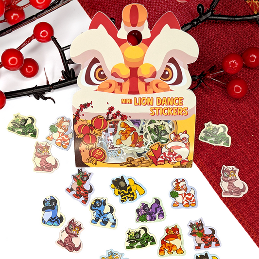 Lion Dance Mini Sticker Pack - Peel & Stick Paper Stickers