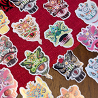 Traditional Lion Heads Sticker Pack - Peel & Stick Paper Stickers