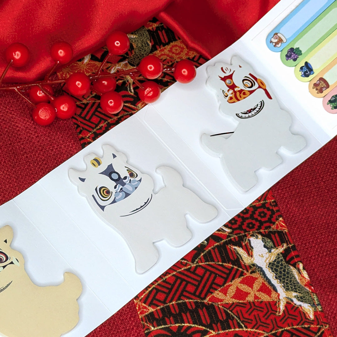 Lion Dance Folding Sticky Notepad - Lion Dance Design