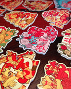 Lion Dance Vinyl Sticker - Longevity Peach 2