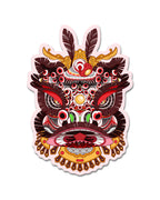 Lion Dance Vinyl Sticker - Traditional Guan Yu Lion Head