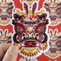 Lion Dance Vinyl Sticker - Traditional Guan Yu Lion Head