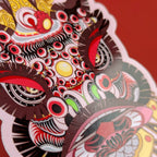 Lion Dance Vinyl Sticker - Traditional Guan Yu Lion Head