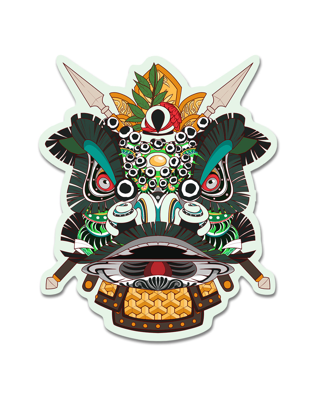 Lion Dance Vinyl Sticker - Traditional Zhang Fei Lion Head