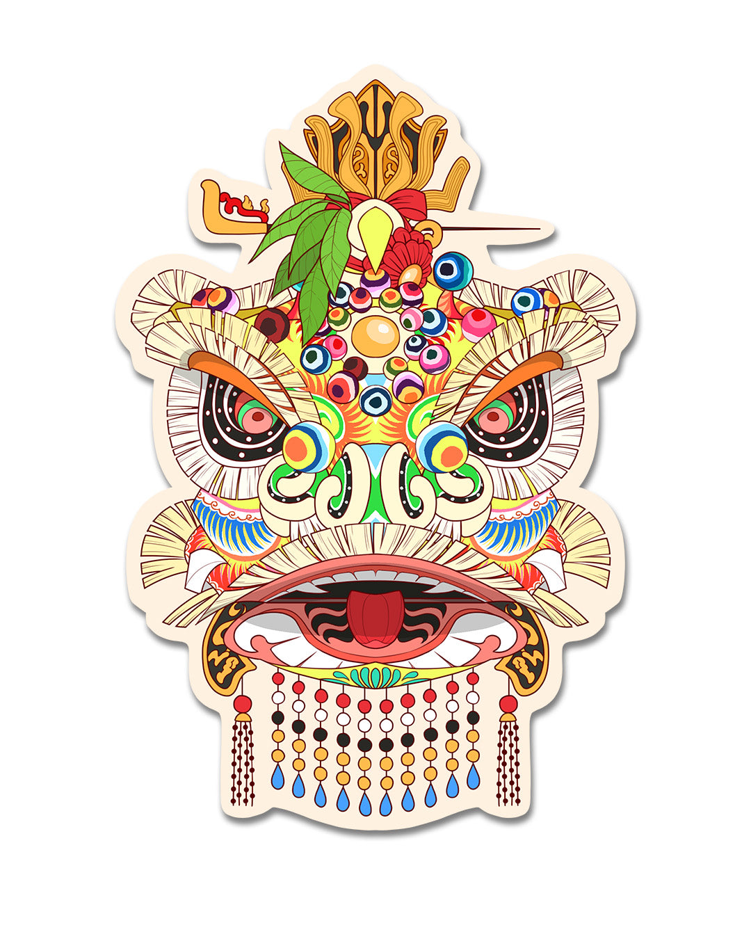 Lion Dance Vinyl Sticker - Traditional Liu Bei Lion Head