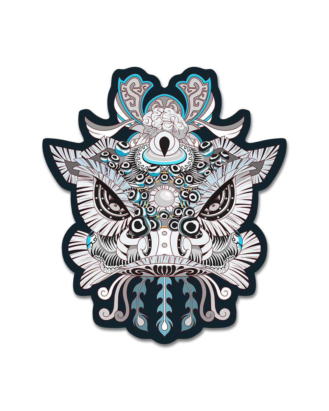 Lion Dance Vinyl Sticker - Traditional Ma Chao Lion Head
