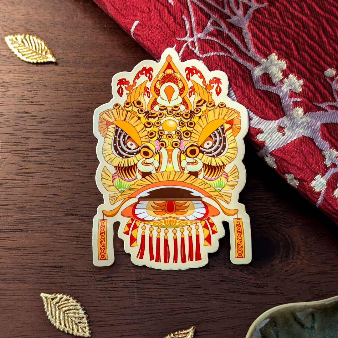 Lion Dance Vinyl Sticker - Traditional Wang Zhong Lion Head