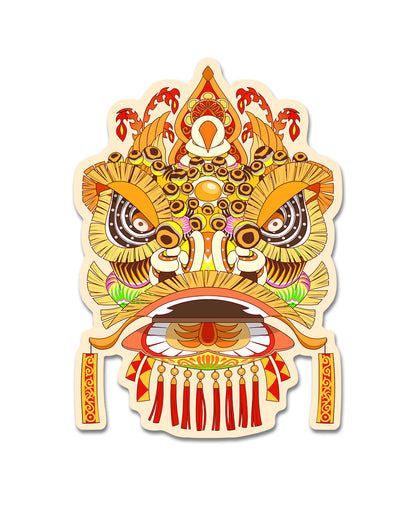 Lion Dance Vinyl Sticker - Traditional Wang Zhong Lion Head