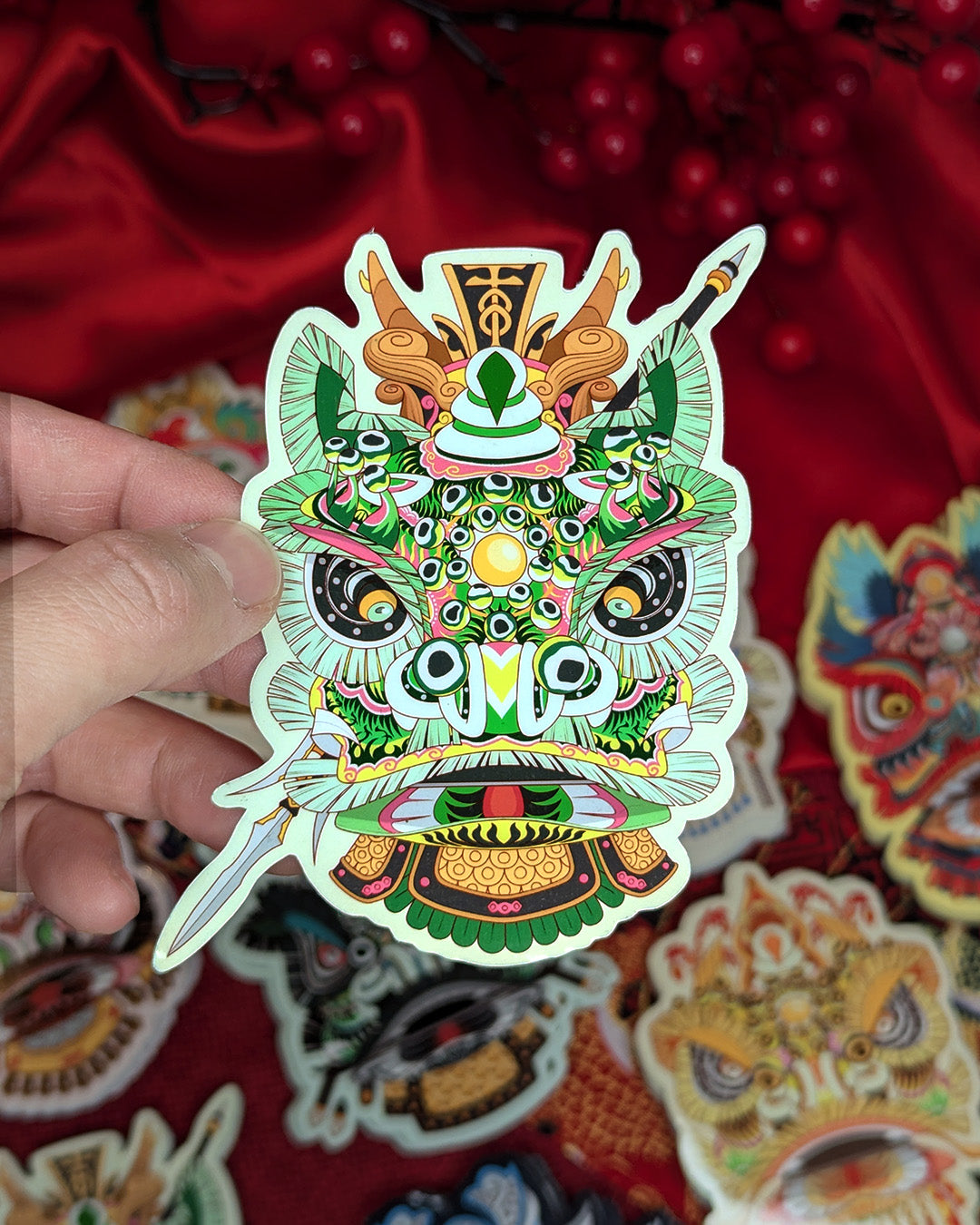 Lion Dance Vinyl Sticker - Traditional Zhao Yun Lion Head