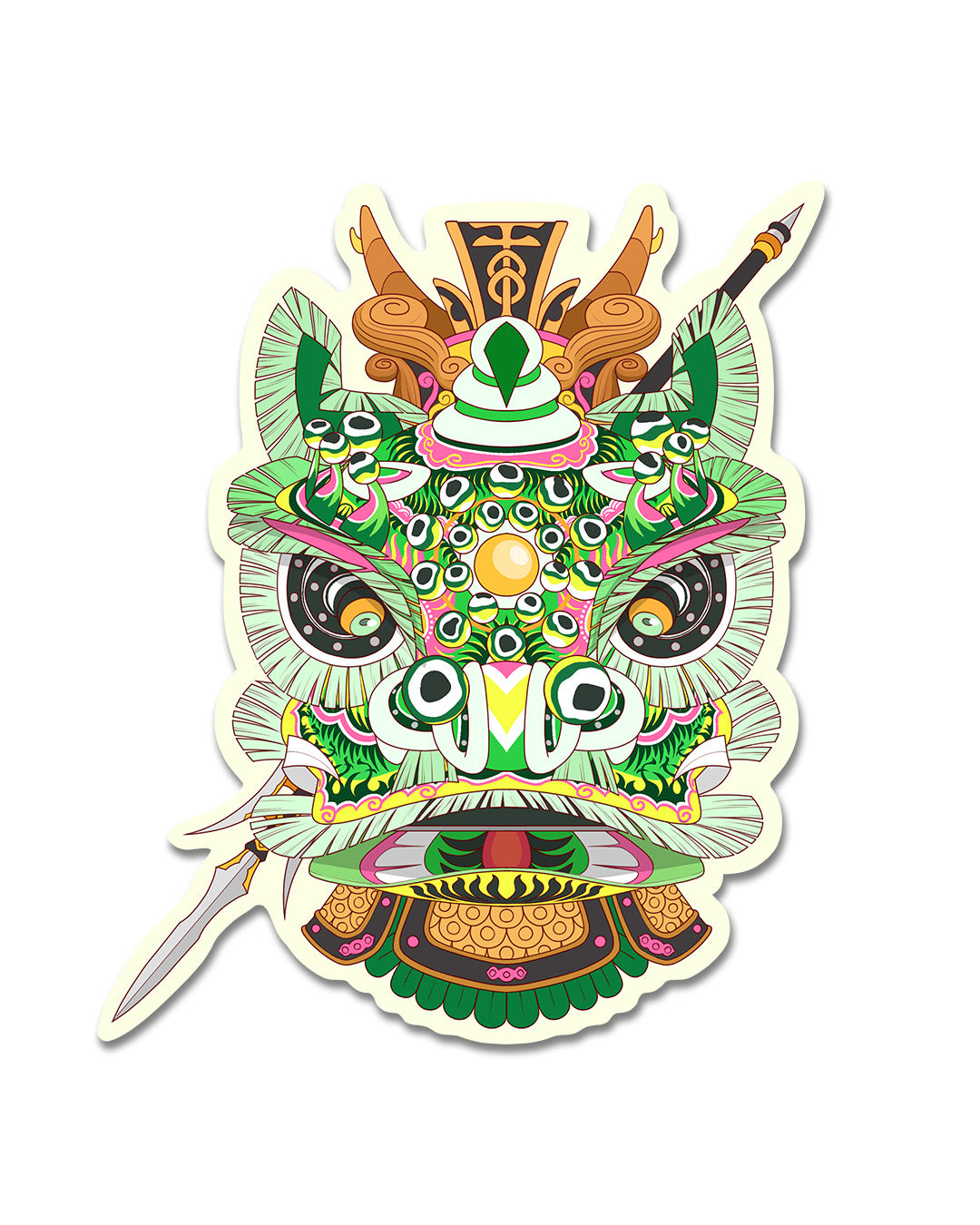 Lion Dance Vinyl Sticker - Traditional Zhao Yun Lion Head