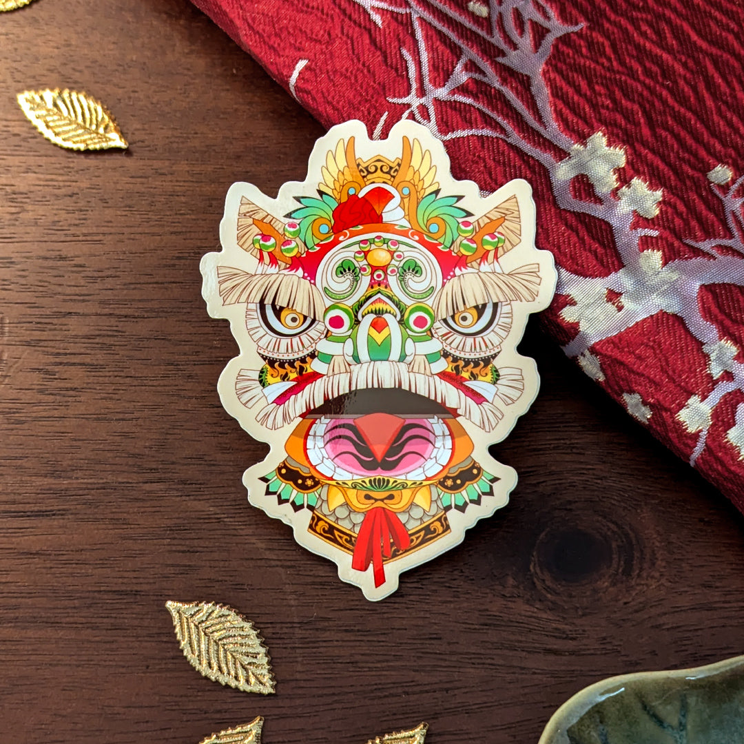 Lion Dance Vinyl Sticker - Traditional 1900's Hong Kong Lion Head