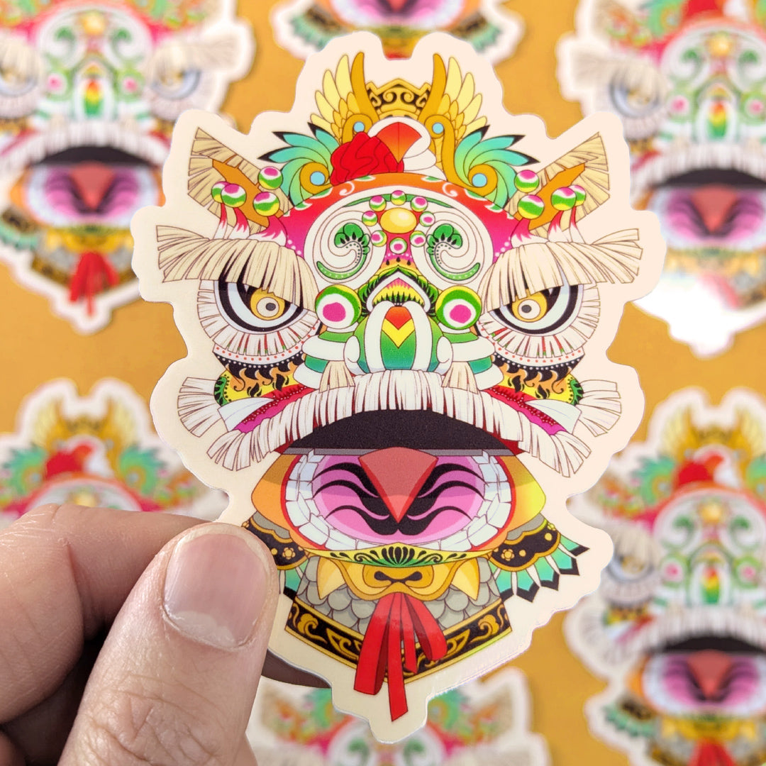 Lion Dance Vinyl Sticker - Traditional 1900's Hong Kong Lion Head