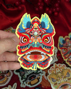 Lion Dance Vinyl Sticker - Traditional Hong Kong Lion Head