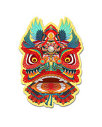 Lion Dance Vinyl Sticker - Traditional Hong Kong Lion Head