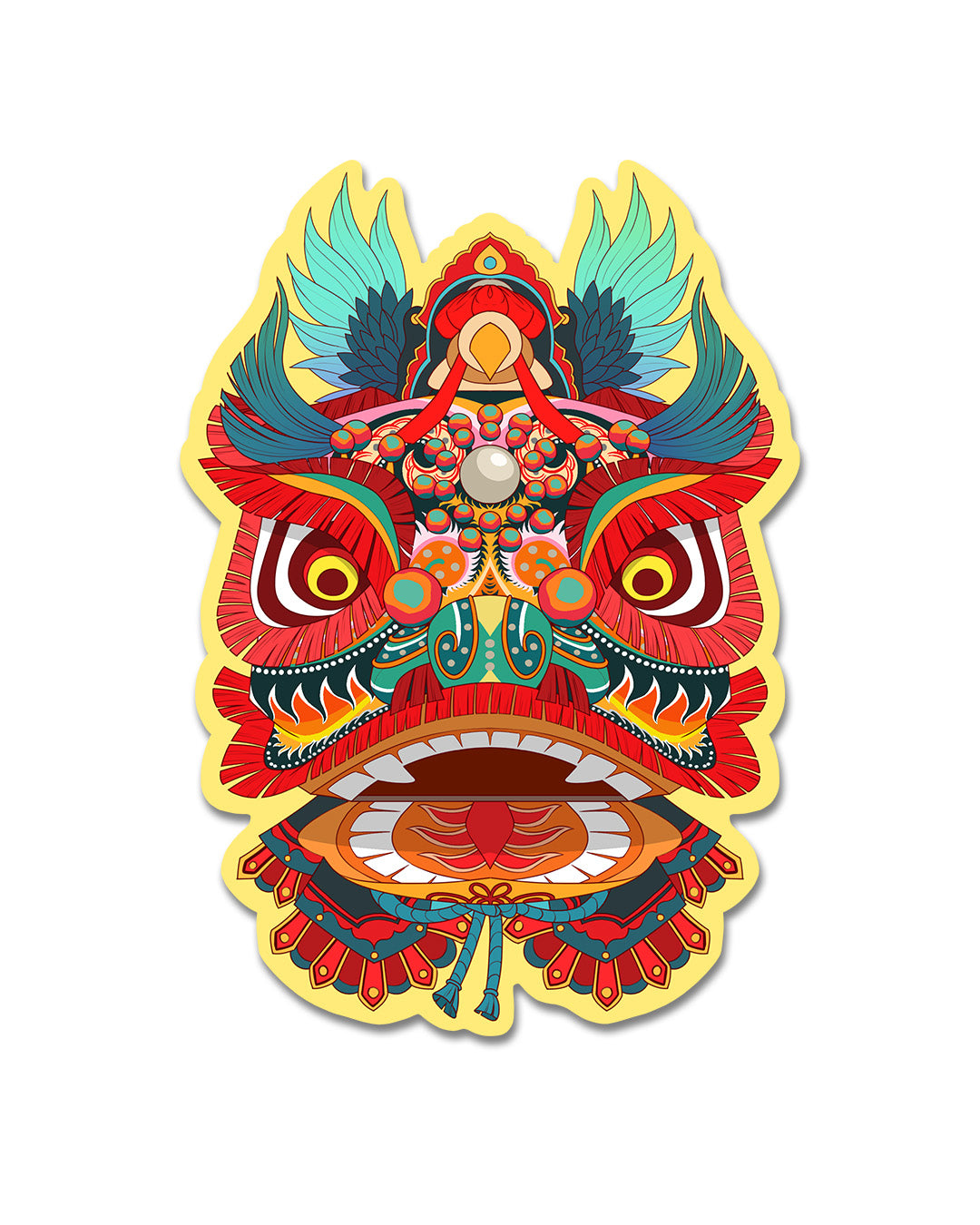 Lion Dance Vinyl Sticker - Traditional Hong Kong Lion Head