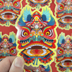 Lion Dance Vinyl Sticker - Traditional Hong Kong Lion Head