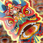 Lion Dance Vinyl Sticker - Traditional Hong Kong Lion Head