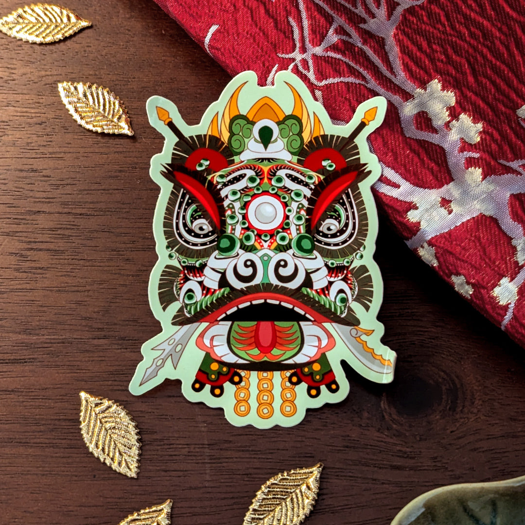 Lion Dance Vinyl Sticker - Indonesian Barongsai Lion Head