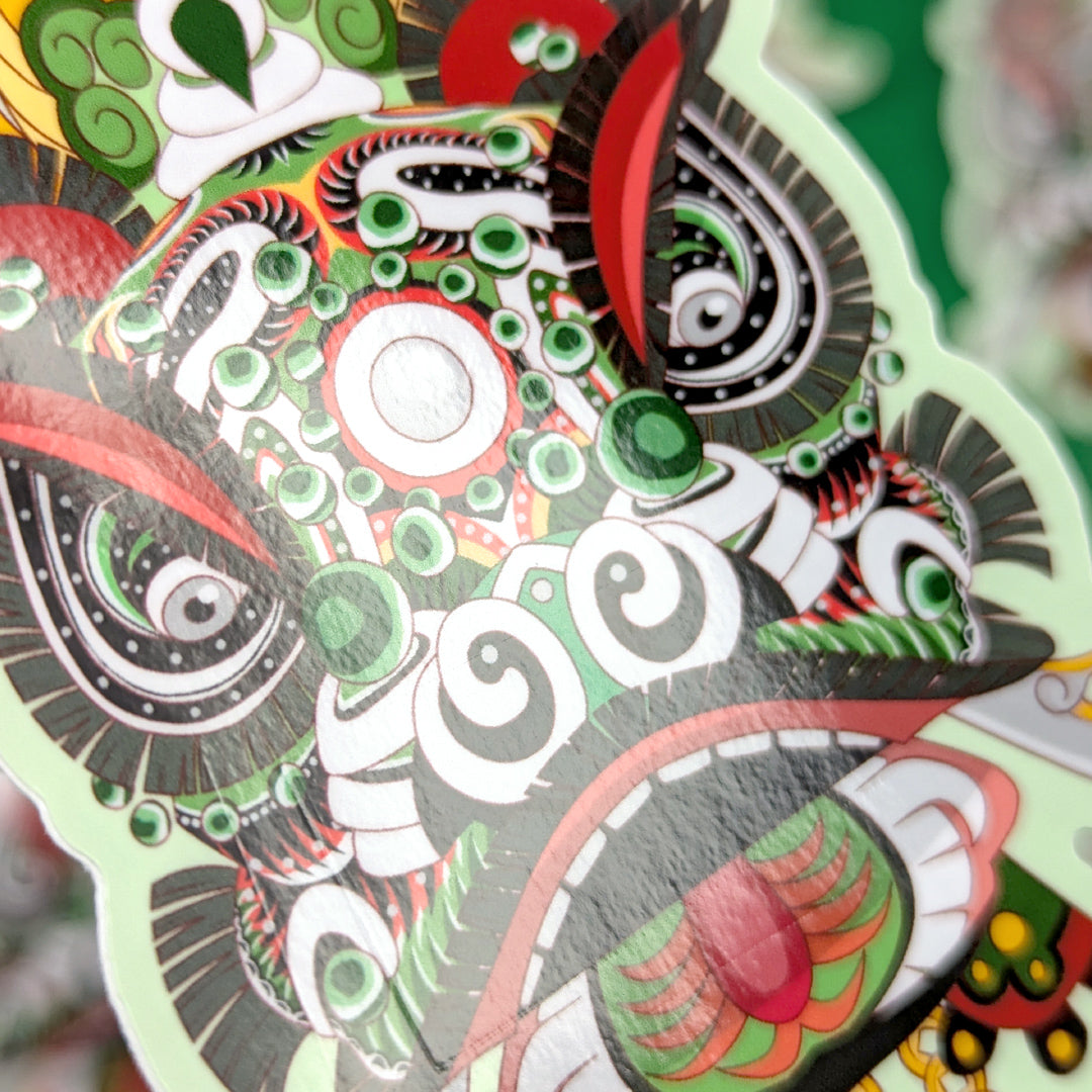 Lion Dance Vinyl Sticker - Indonesian Barongsai Lion Head