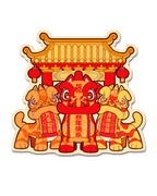 Lion Dance Vinyl Sticker - Happy New Year