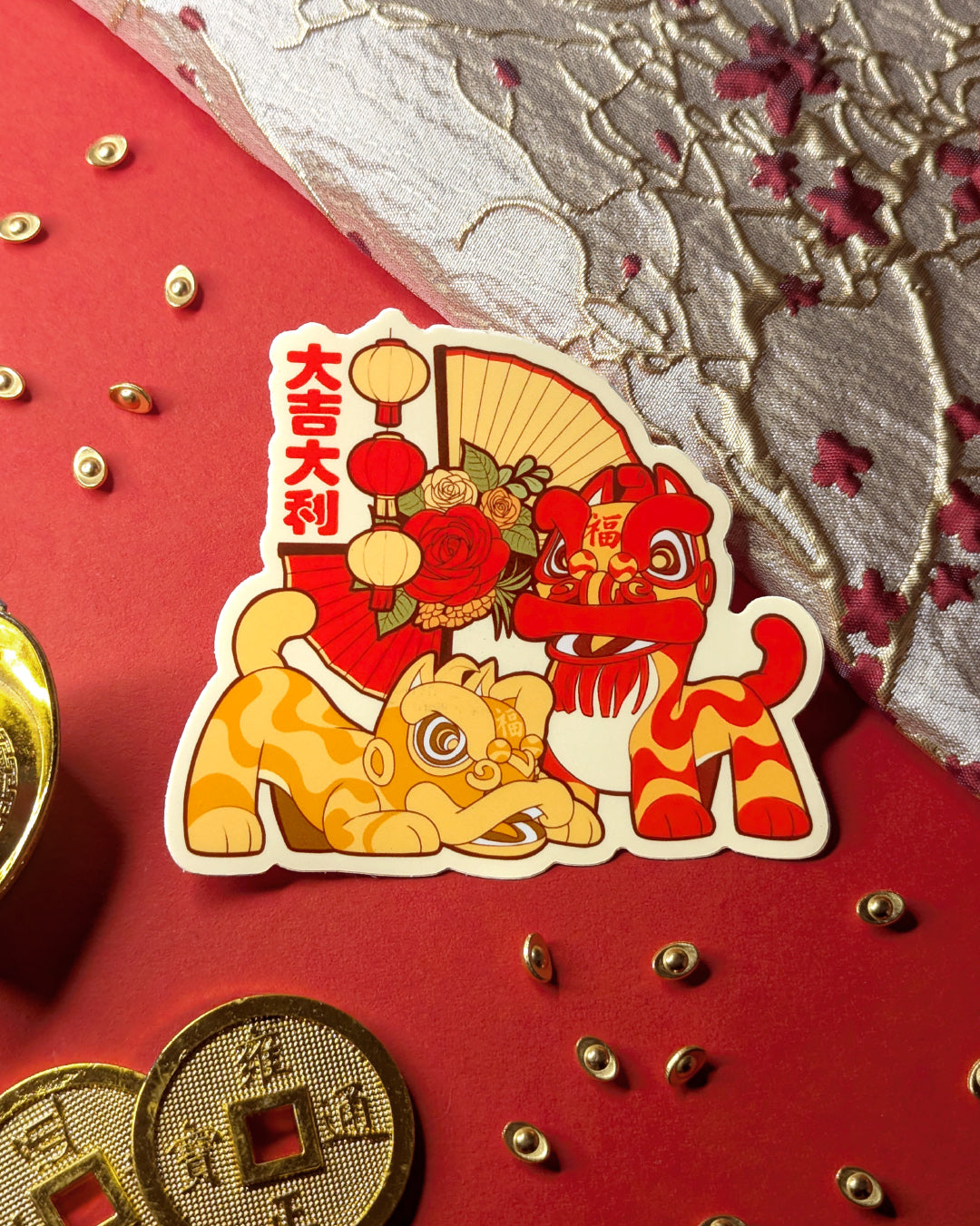 Lion Dance Vinyl Sticker - Big Fortune Big Profit