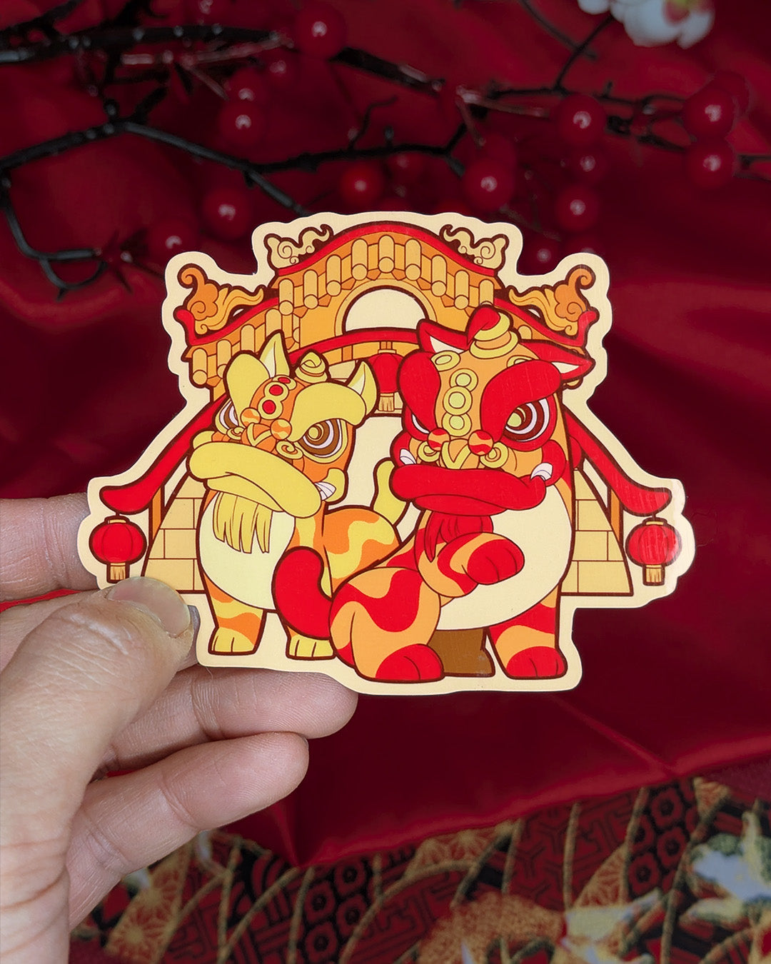 Lion Dance Vinyl Sticker - LFC Lions on Bridge