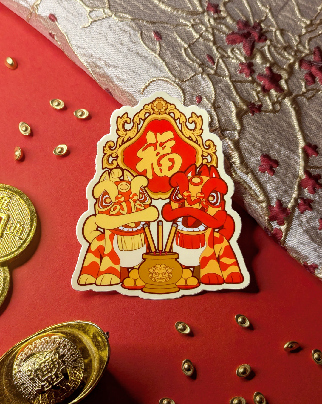 Lion Dance Vinyl Sticker - Luck & Incense
