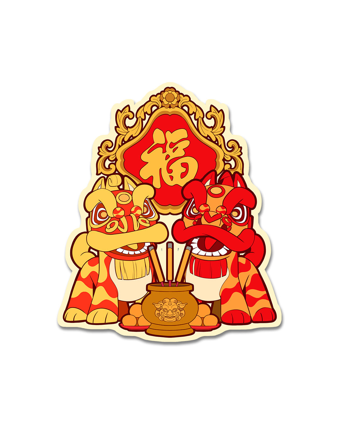 Lion Dance Vinyl Sticker - Luck & Incense