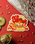 Lion Dance Vinyl Sticker - Double Lion Fans