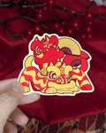 Lion Dance Vinyl Sticker - Double Lion Fans