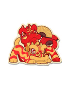 Lion Dance Vinyl Sticker - Double Lion Fans