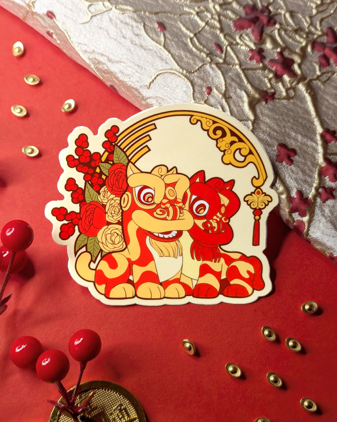 Lion Dance Vinyl Sticker - Cherry Arc