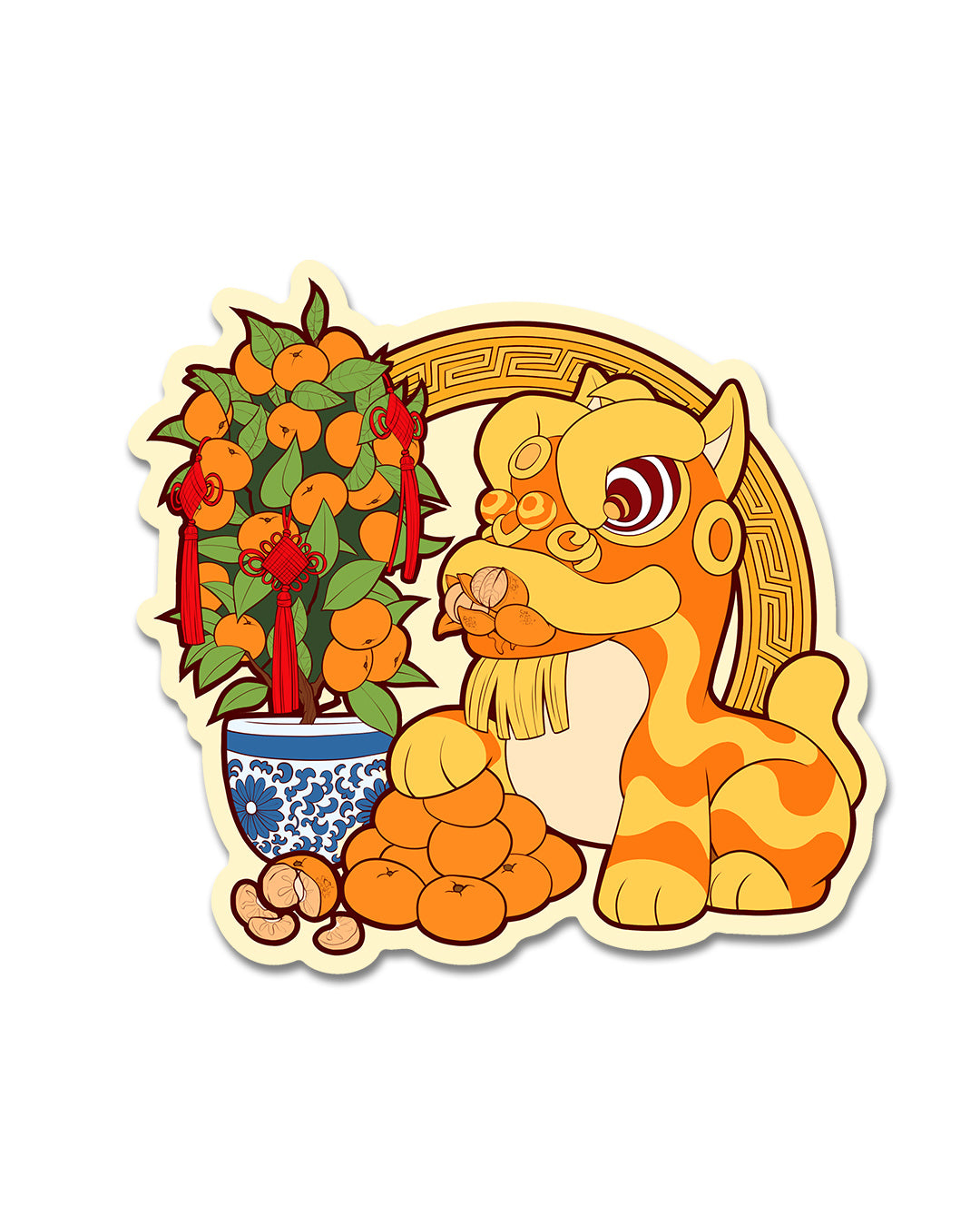 Lion Dance Vinyl Sticker - Mandarin Tree