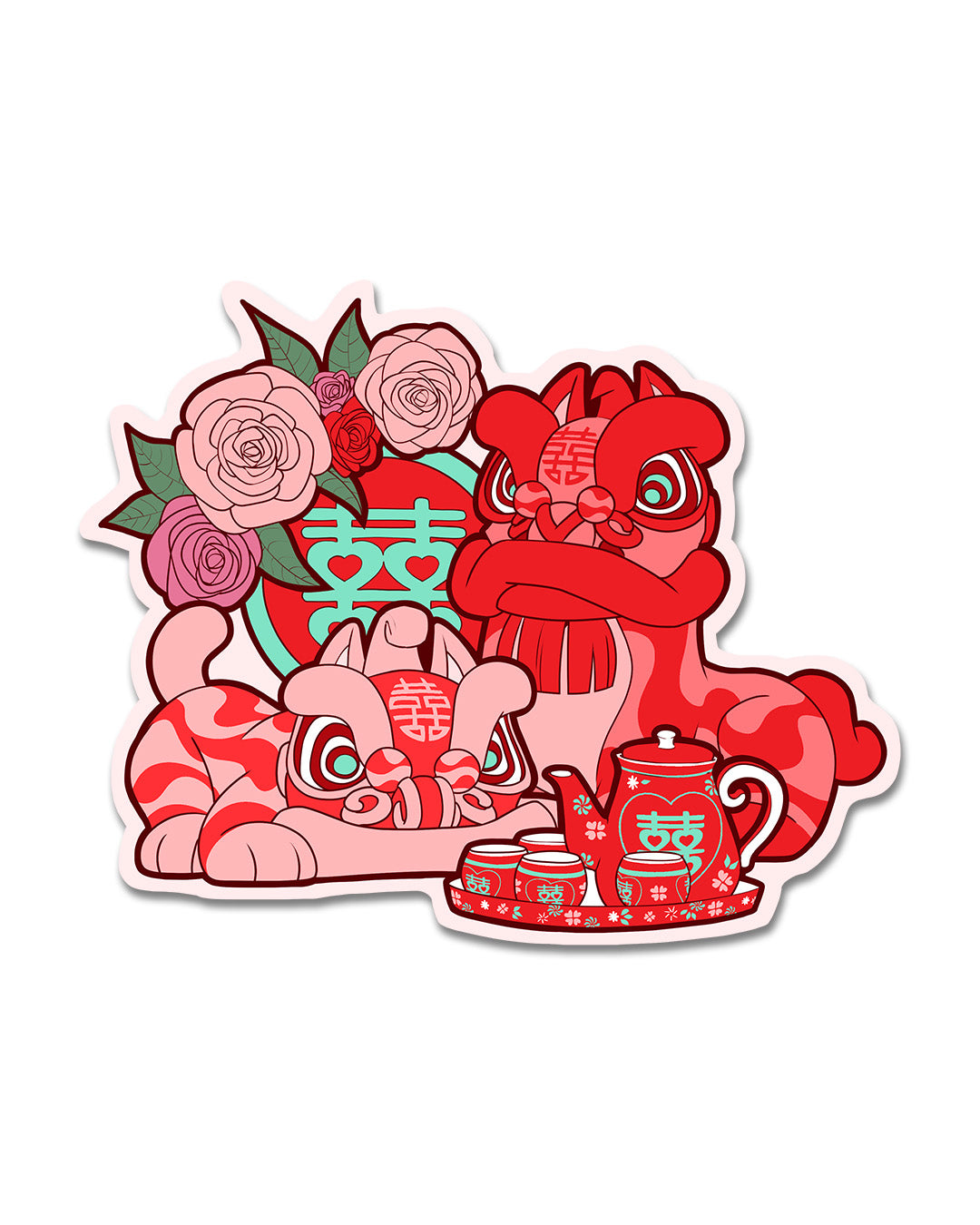 Lion Dance Vinyl Sticker - Wedding Tea Ceremony