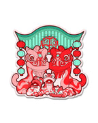 Lion Dance Vinyl Sticker - Lion Family, Family Happiness