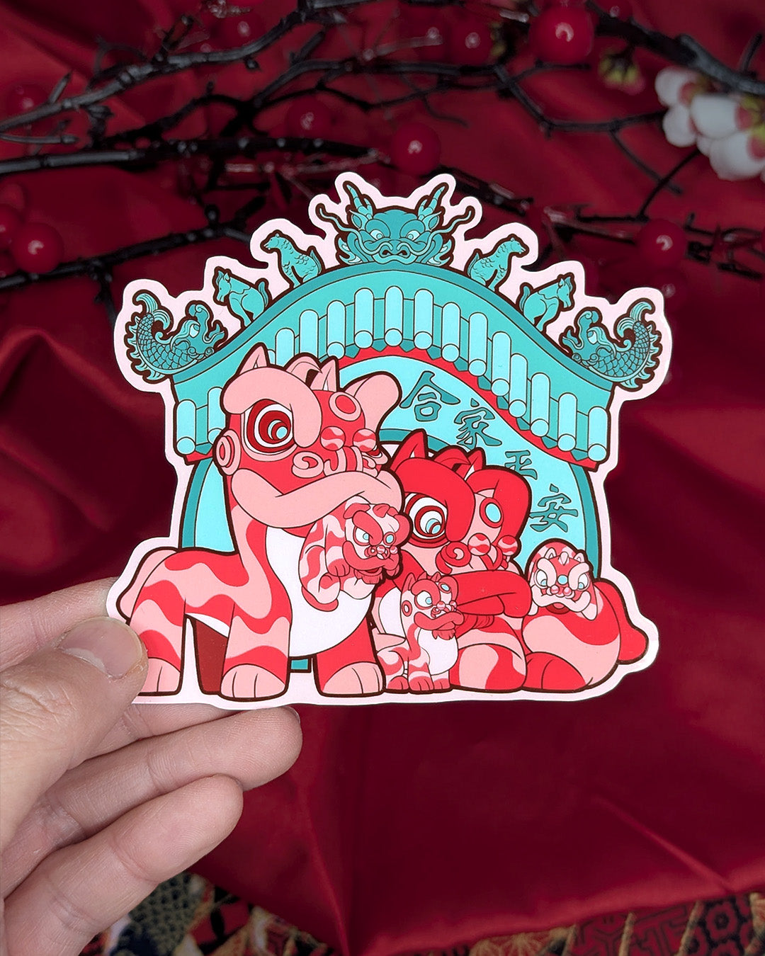 Lion Dance Vinyl Sticker - Lion Family Peace & Safety